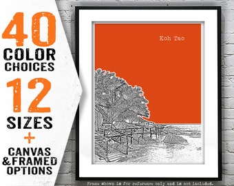 Koh Tao Thailand Skyline Poster Print Art Item T4046