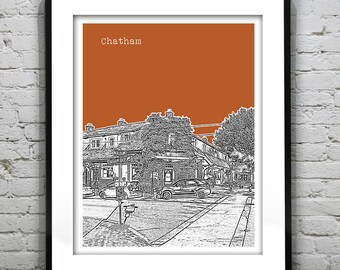 Chatham Cape Cod Skyline Poster Art Print  Massachusetts MA Version 4