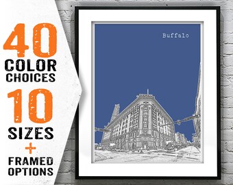 Buffalo New York Poster Art Skyline Print NY Lafayette Square Item T1863