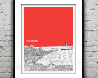 Tacoma Washington Poster Skyline Art Print  Item T1325
