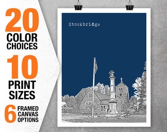 Stockbridge Massachusetts Skyline Poster Art Print MA Item T5479