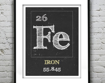 Periodic Table Iron Poster Art Print Periodic Table of Elements Fe 26