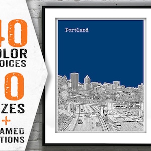 Portland Oregon Skyline Poster Art Print Oregon OR Item T1622