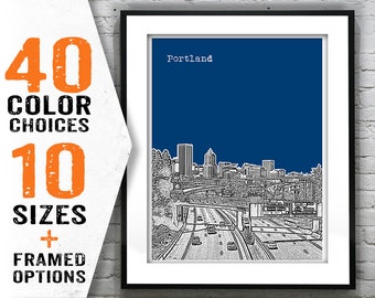 Portland Oregon Skyline Poster Art Print Oregon OR Item T1622