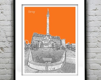 Troy New York Poster Print Art Skyline NY Downtown   Item T1147