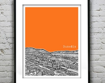 Dunedin New Zealand Poster Art Skyline Print