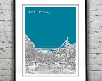 North Conway New Hampshire Poster Print Art Skyline  NH