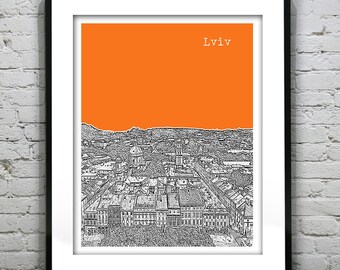 Lviv Skyline Poster Art Print Ukraine