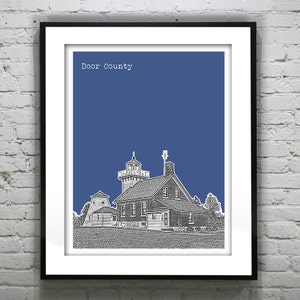 Door County Wisconsin Poster Print Art Skyline WI Sherwood Point Light