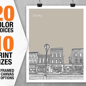 Derby Connecticut Skyline Poster Art Print CT Item T2362