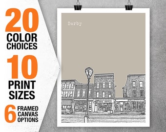 Derby Connecticut Skyline Poster Art Print CT Item T2362