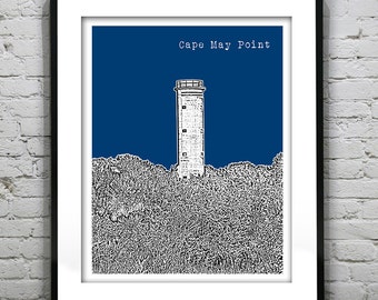 Cape May Point New Jersey Poster Print Art NJ Shore Skyline Item T2185