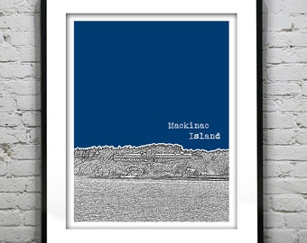 Mackinac Island Michigan Skyline Poster Art Print MI Item T2853