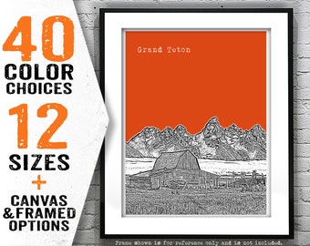 Grand Teton Wyoming Poster Art Print State Park Skyline Item T4600