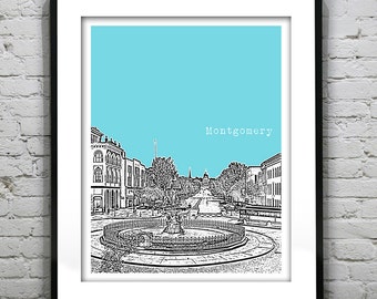 Montgomery Alabama Poster Art  Print Al Court Square Item T4557