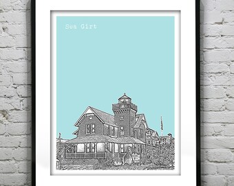 Sea Girt New Jersey Poster Print Art NJ Shore Skyline