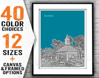Sutton Massachusetts Skyline Poster Art Print MA Item T2335