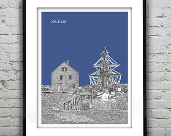Salem Massachusetts Skyline Poster Art Print MA Version 2