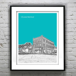 Clearwater Skyline Poster Art Print Florida FL Item T2942