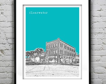 Clearwater Skyline Poster Art Print Florida FL Item T2942