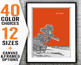 Akumal Mexico Skyline Art Print Poster Item T4159