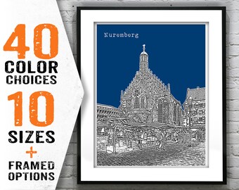 Nuremburg Germany Poster Art  Skyline Print Europe Item T1638