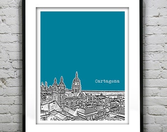 Cartagena Colombia Poster Print City Skyline Art Item T2976