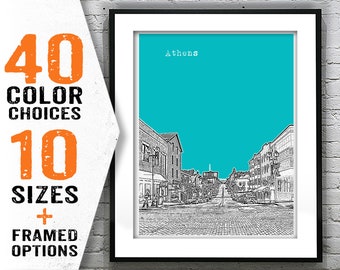 Athens Skyline Poster Print Art Ohio OH Item T2108