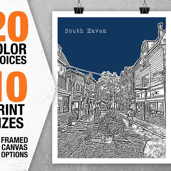 South Haven Michigan Skyline Art Print Poster MI Item T5480