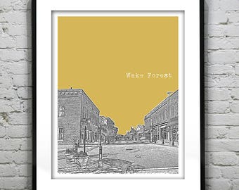 Wake Forest Poster Print Skyline Art North Carolina NC Item T1287
