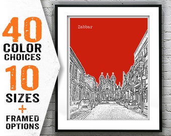 Zabbar Skyline Poster Art Print Malta Item T2141