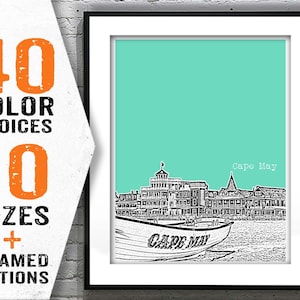 Cape May New Jersey Poster Print Art NJ Shore Skyline Item T2075