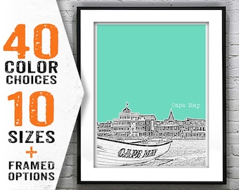 Cape May New Jersey Poster Print Art NJ Shore Skyline Item T2075