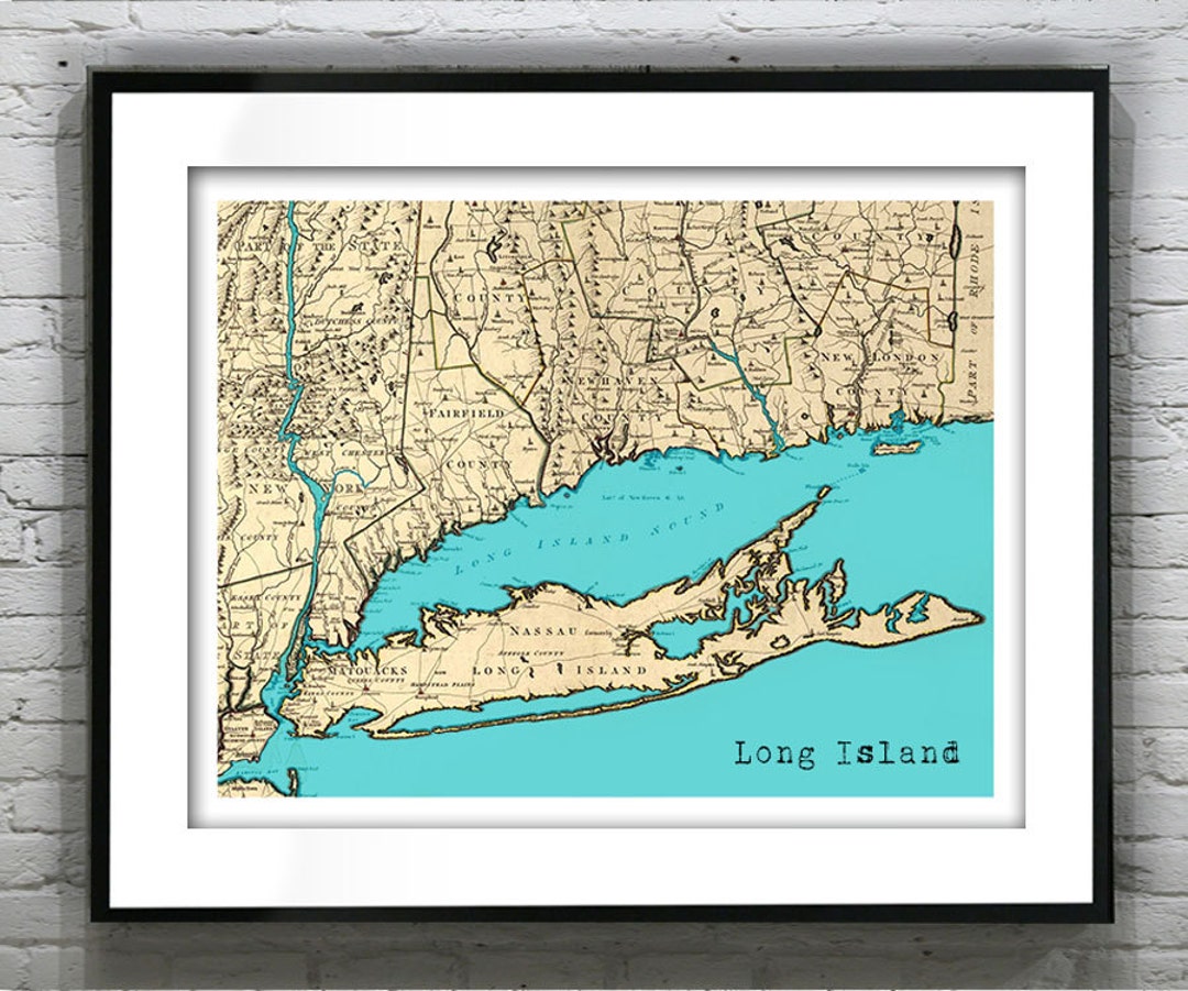 Long Island New York Poster Art Print Old Vintage Map Item T4507 - Etsy