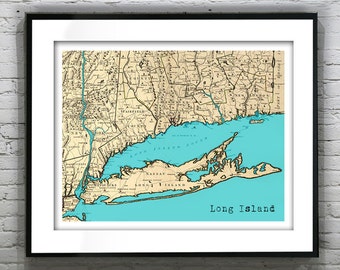 Long Island New York Poster Art Print Old Vintage Map Item T4507