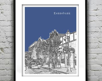 Kennebunk Skyline Poster Art Print Maine ME Item T4331