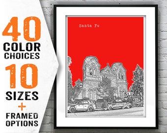 Santa Fe New Mexico Skyline Art Print Poster NM Item T1399