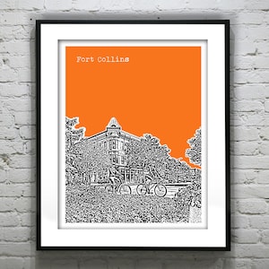 Fort Collins Colorado Skyline Poster Art Print CO Item T5542