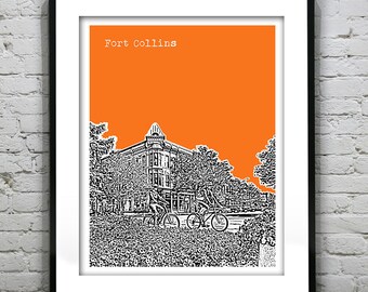 Fort Collins Colorado Skyline Poster Art Print CO Item T5542