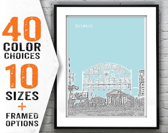 Bristol Tennessee Virginia TN VA Poster Art Print Item T1209