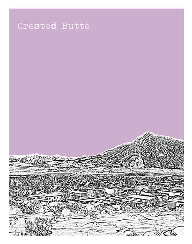 Crested Butte Skyline Poster City Art Print Colorado CO image 2
