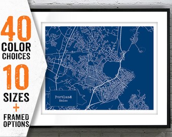 Portland Maine Blueprint Map Poster Art Print Item T4438