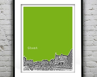 Ghent  Belgium Poster Art Print Skyline