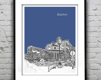 Manteo North Carolina Skyline Poster Art Print NC Version 2