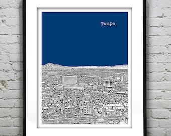 Tempe Arizona Poster Art Print Skyline AZ Version 1