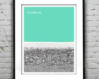 Mendoza Argentina City Skyline Poster Art Print