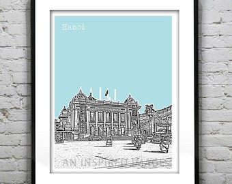 Hanoi Vietnam Poster Art Print Skyline Hanoi Opera House