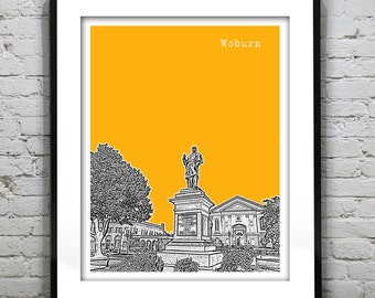 Woburn Massachusetts Skyline Poster Art Print MA