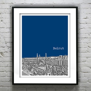 Beirut Lebanon Skyline Poster Art Downtown Mosque image 1