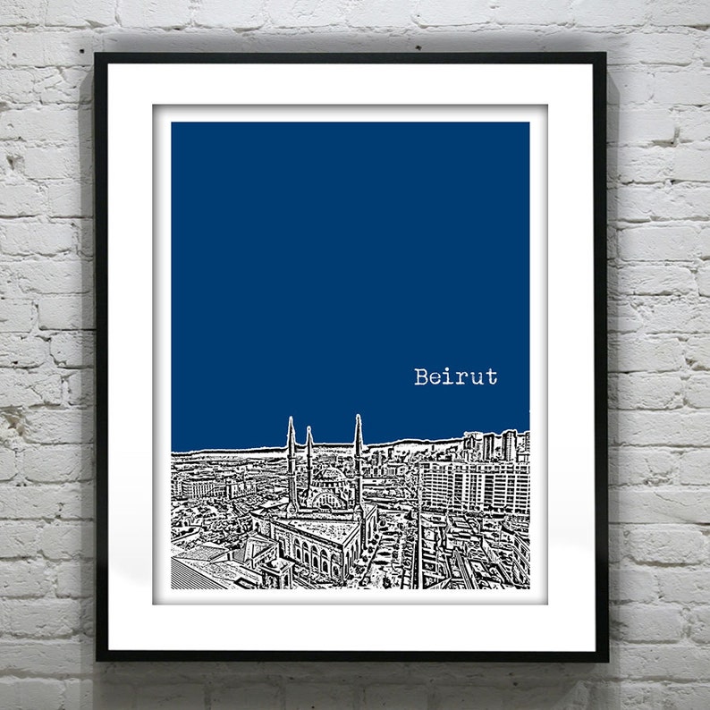 Beirut Lebanon Skyline Poster Art Downtown Mosque image 1